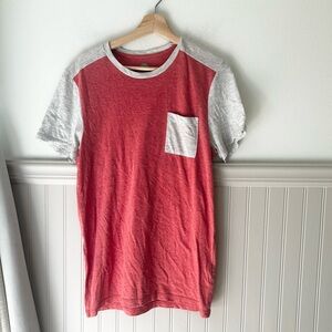 Express Men’s Small Red Pocket T-Shirt with Gray Accents